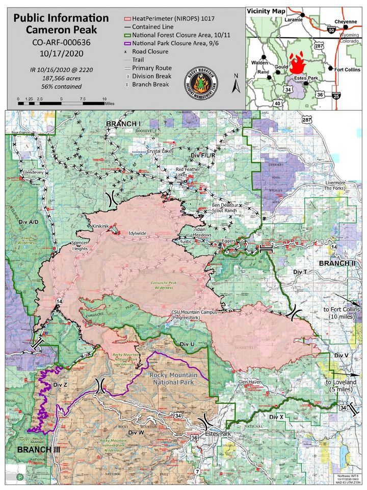 Cameron Peak Fire Map, Oct. 17, 2020